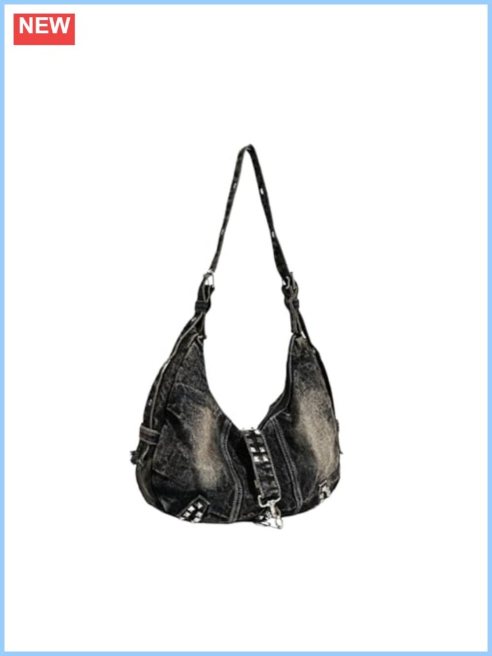 Denim Purse Soft Jean Handbag Crossbody Tote Hobo Shoulder Bag Y2K Zipper